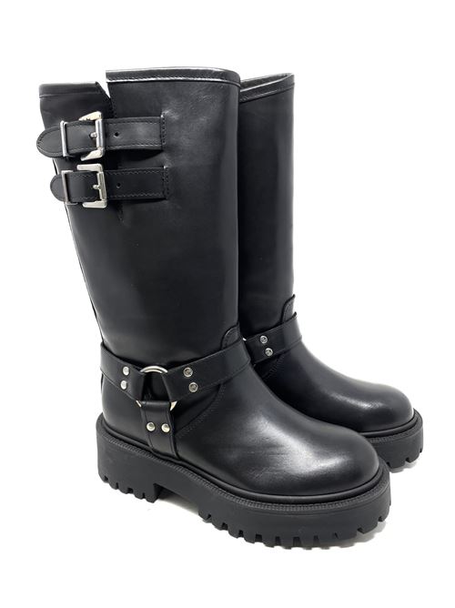 Damen-Bikerstiefel mit Schnallen IL LACCIO | C50VITELLONERO